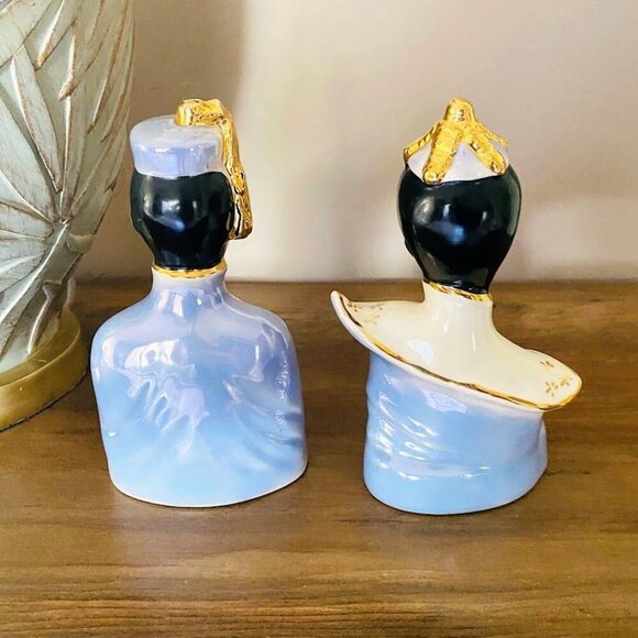 1940's Asian Couple Man Woman Porcelain Figurines Statues - Picture 2 of 3